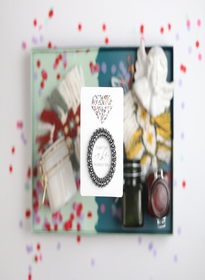 Toros.Store Set of 6 Bridesmaid Gifts Spiral Hair Ties on a Proposal Card - Phone Cord Hair Tie for Bridal Shower, Bachelorette Party Favors, Maid of Honor and Bridesmaid Proposal Gift (Dark Silver) - Image 2